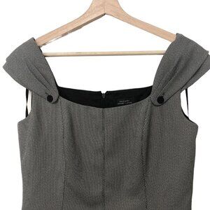 TAHARI Arthur Levine Gray Black Sleeveless Sheath Dress 1/2 Zip Size 6